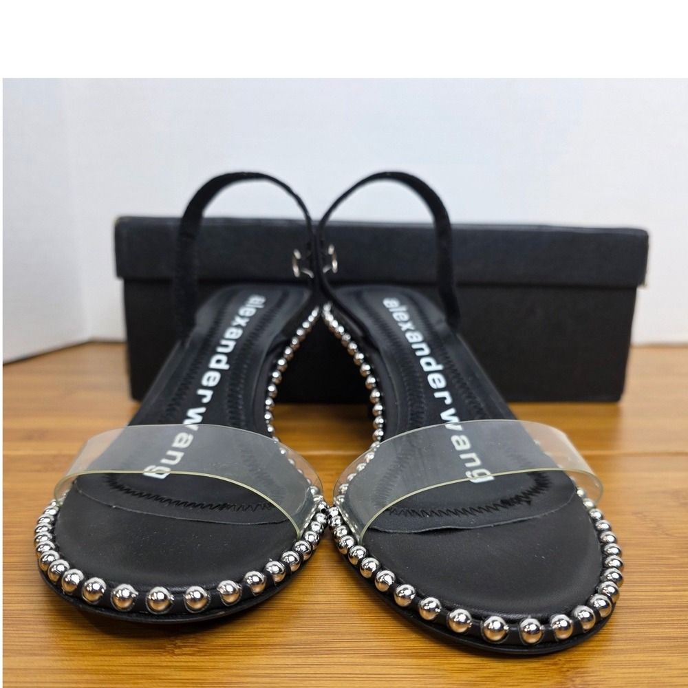 Alexander Wang Nova Black PVC Ball Chain Slingback Sandals 37 KCK154CLDS02W